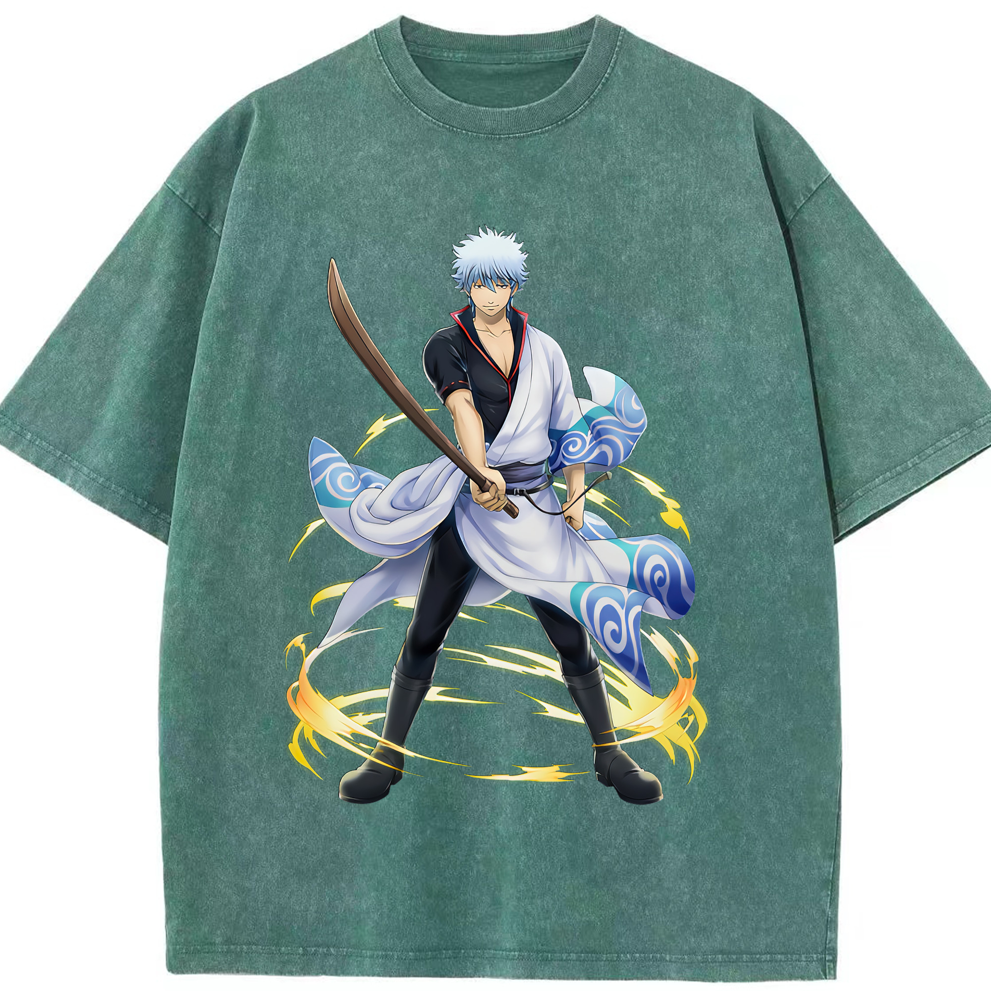 （画像用） ぎんたま 坂田銀時（さかたぎんとき） 神楽 志村新八（しむら しんぱち） GINTAMA Sakata Gintoki Kagura Shimura Shinpachi 綿100% ヴィンテージ風 半袖Tシャツ（フロントプリント）